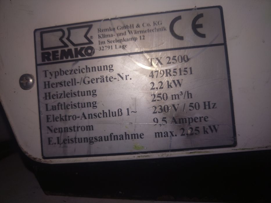 Електрически калорифер REMKO 2. 2kw Germany 
Мощност на отопление 2.2k