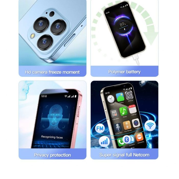 Мини смартфон 3GWCDMA

Процесор: MTK6580, четириядрен, 1.3GHz;
Екран: