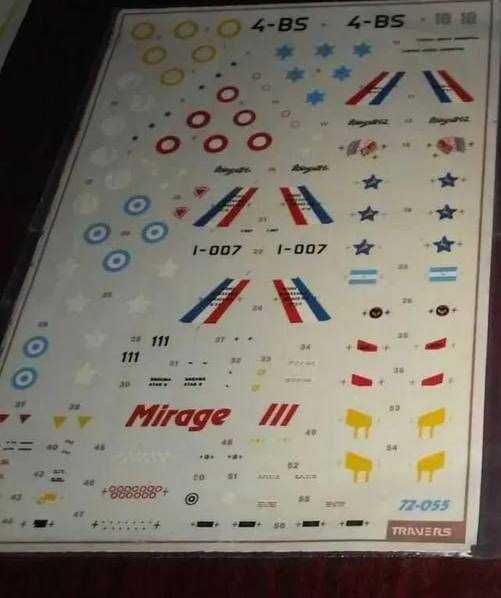 Декаль от Travers для сборной модели самолета Mirage III (1/72)