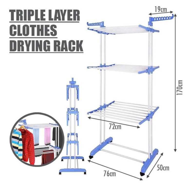 Сушилник простор за дрехи с три нива и опора за закачалки