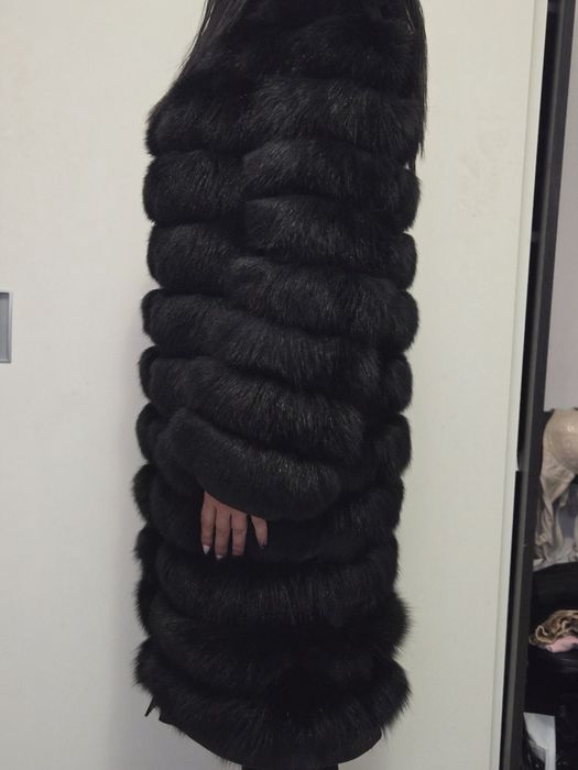 Кожено палто естествен косъм лисица