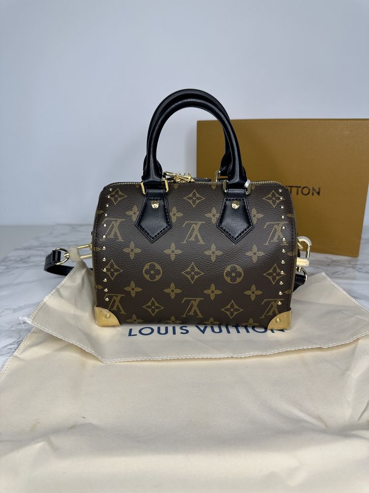Geanta de lux Louis Vuitton speedy trunk 20 piele canvas cutie cadou