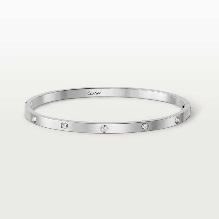 CARTIER Love White Gold 10 Diamonds Small Model Гривна с Отверка