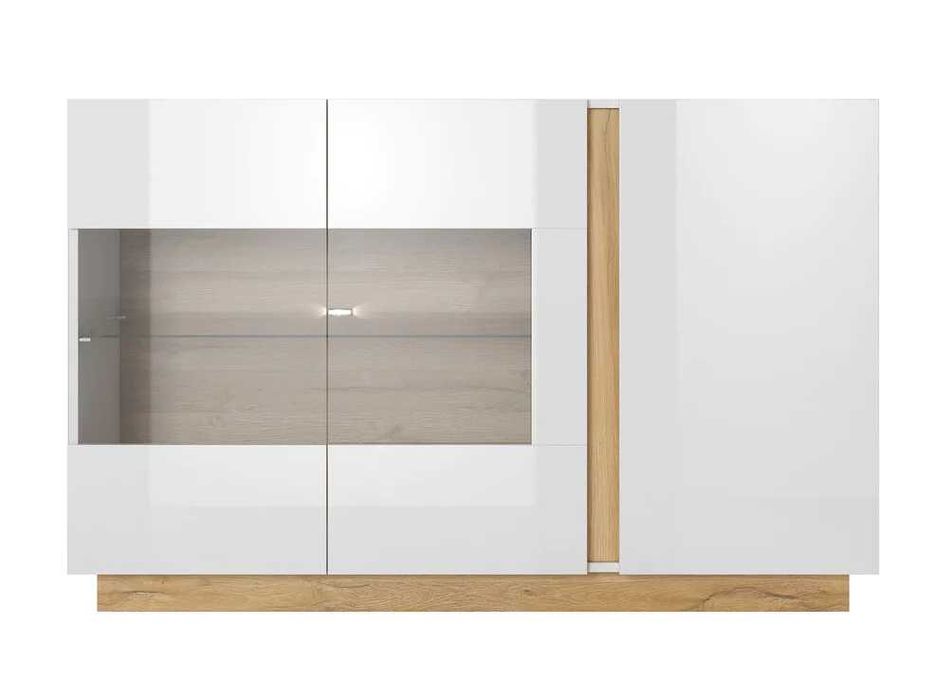 Шкаф Novbela 105 (Бял + Бял гланц + Grandson дъб)