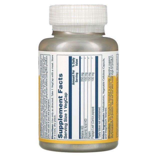 Betaine HCL with Pepsin  Бетаин И Пепсин Solaray 180 капсул