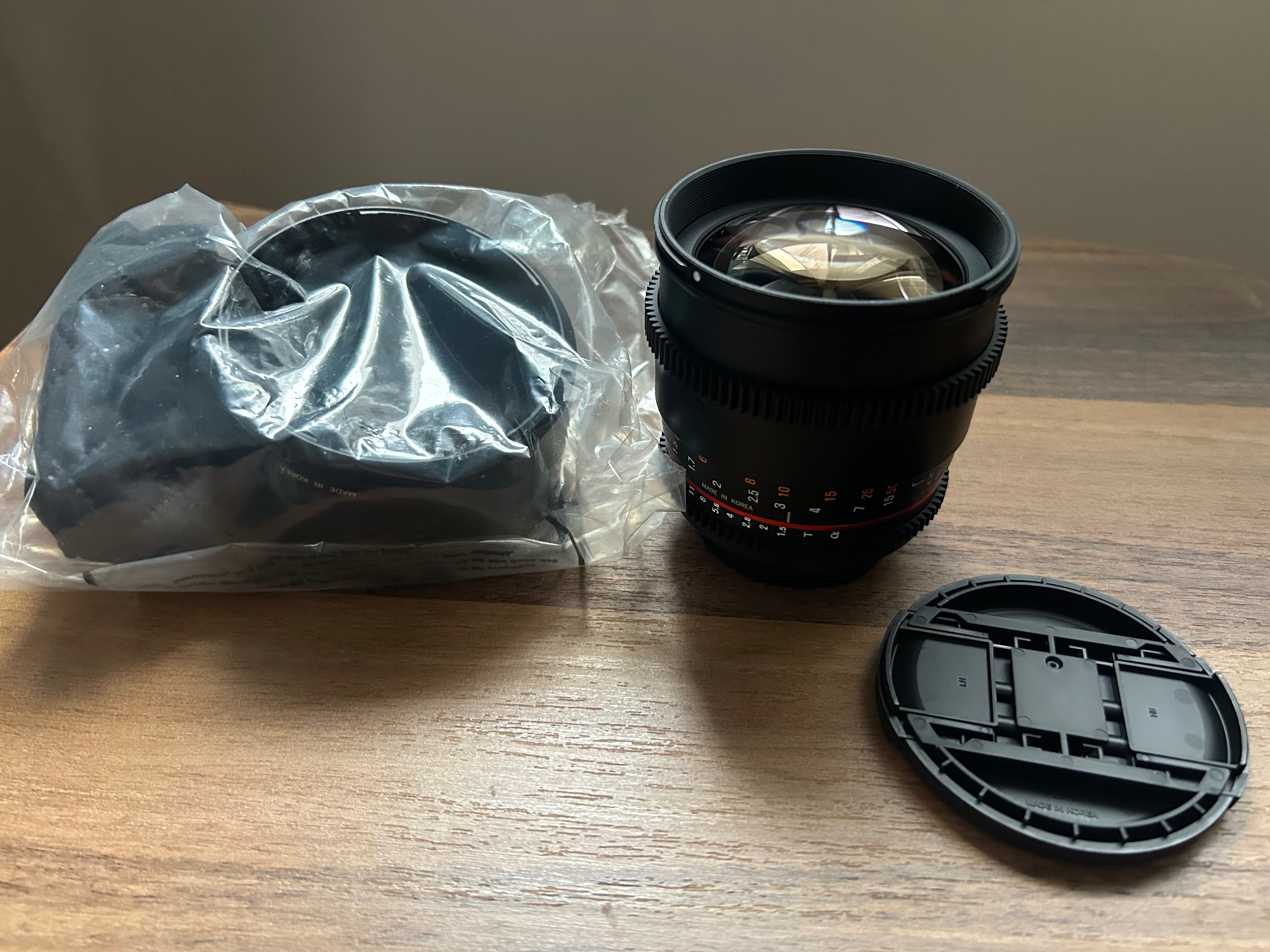 Samyang 85 mm T1.5 SONY A APSC - cine lens