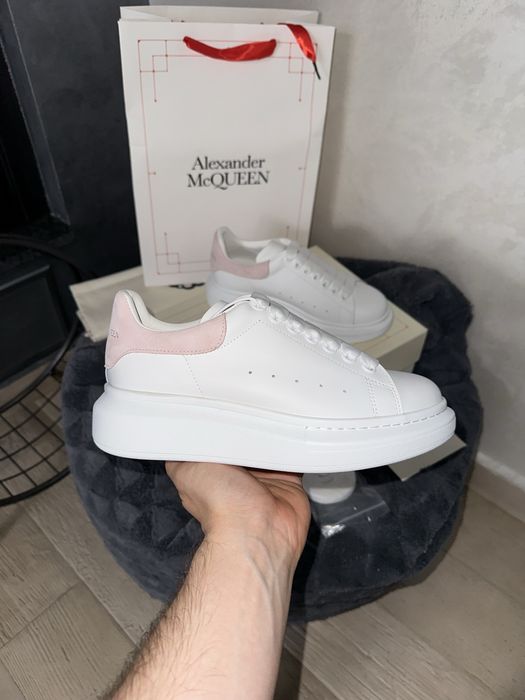 Alexander McQueen Oversized White Light Pink Snakeskin