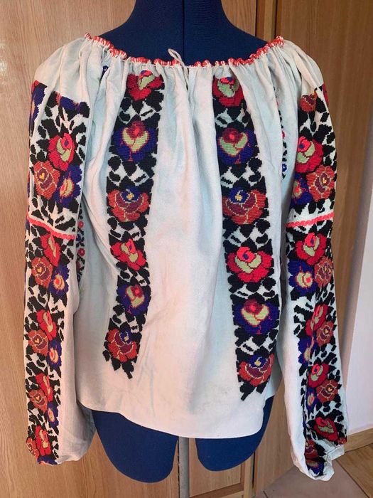 Ie vintage traditionala bumbac manual alb/negru/rosu/mov M/L