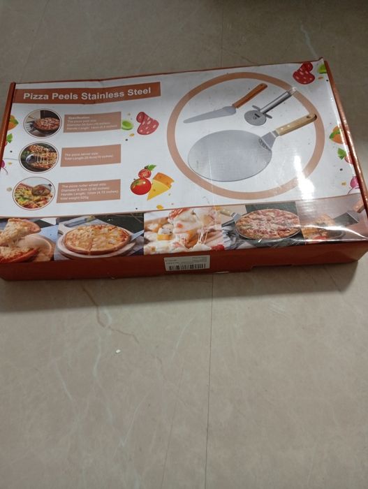 tăietor de pizza, pala pentru pizza, lopată pentru tort din oțel inoxi