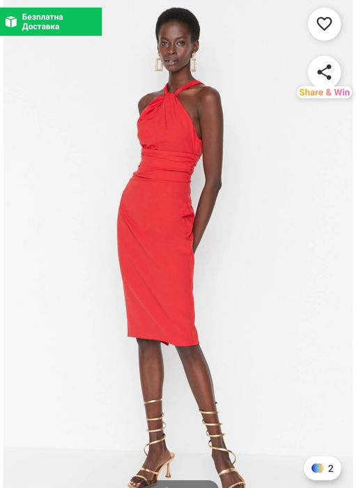 Червена рокля Trendyol