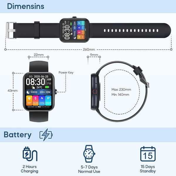 Ceas inteligent pentru femei, monitor de fitness 1.83 inch,