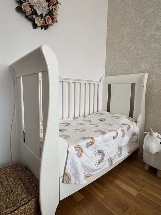 Vand pat copii lemn masiv 3 in 1  Tutti Bambini + saltea +protectie