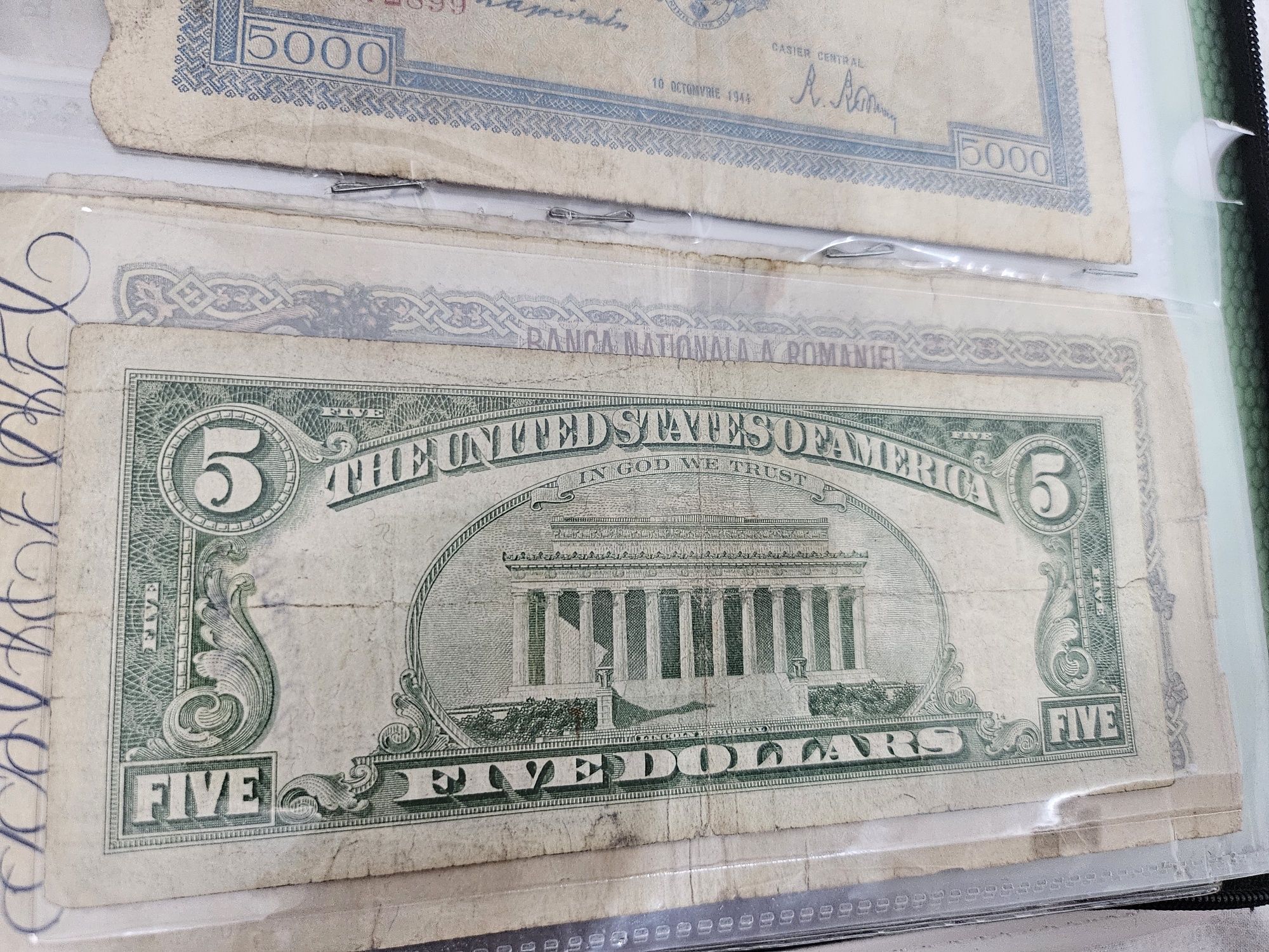 Set bancnote rare SUA 5 dolari 1963 + 2 dolari 2017 .Piese de colecție