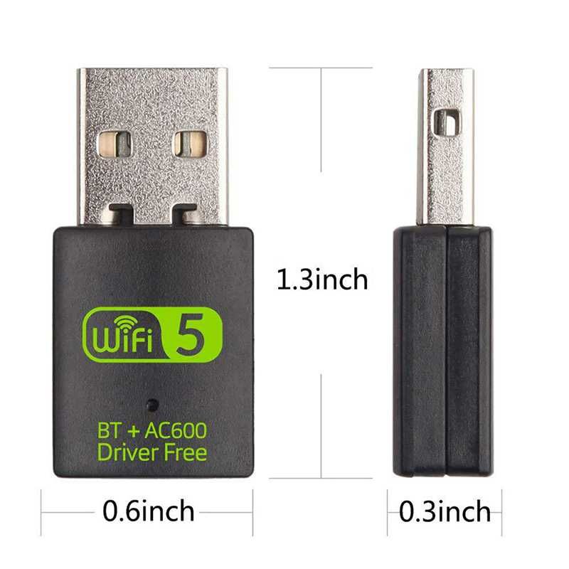 Безжичен Wifi Bluetooth USB 600Mbps адаптер 2.4/5.8Ghz лаптоп компютър