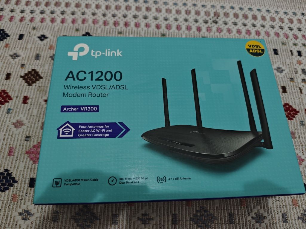 Продам AC1200 Wi-Fi роутер с VDSL/ADSL модемом
Archer VR300