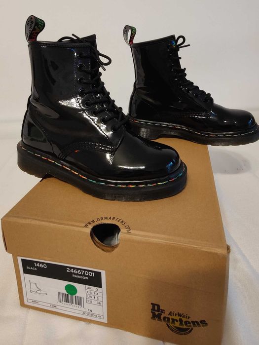 Ghete Dr. Martens 1460 Black Rainbow Patent "Lace Up Boots"