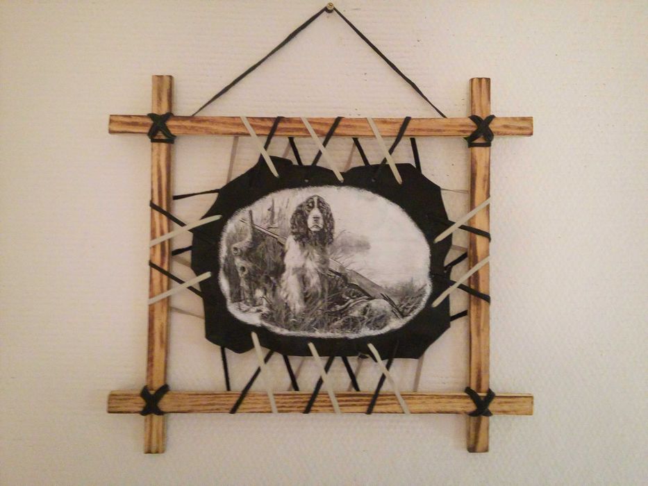 Картина на коже ручной работы.