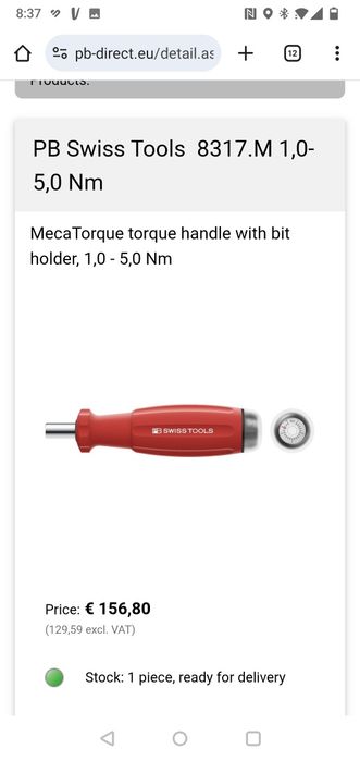 Șurubelniță dinamometrică PB Swiss Tools PB 8317.M | 0.4–2.0 Nm