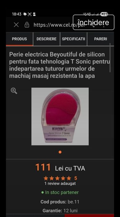 Perie electrica  silicon curățate fata