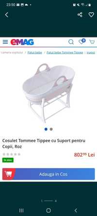 Coșuleț/ pătuț pentru bebeluși Tommee Tippee, cu suport