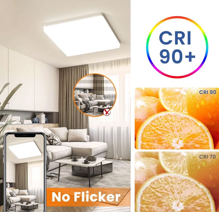 Plafonieră moderna pătrată LED Ø30cm, 48W, Alb Cald