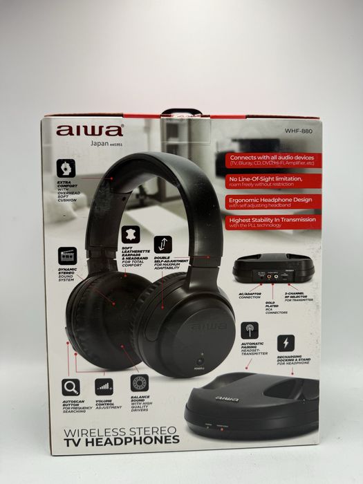 Casti wireless pentru Televizor, Aiwa, Alimentare baterii AAA, Negru G