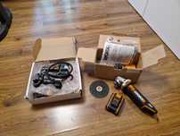 Flex polizor worx pe baterie wx803 si compresor auto wx092