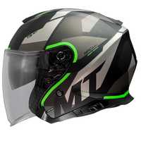 Casca moto open face MT Thunder III verde mat(ochelari soare integrati
