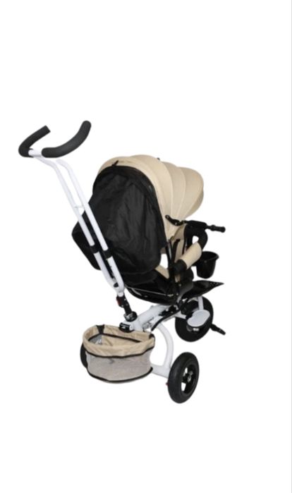 Tricicleta copii cu copertina scaun reversibil 360, crem