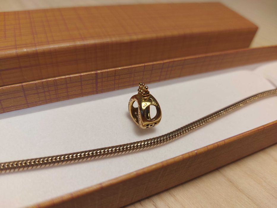 Гривна PANDORA златно покритие Талисман gold Висулка позлатена Пандора