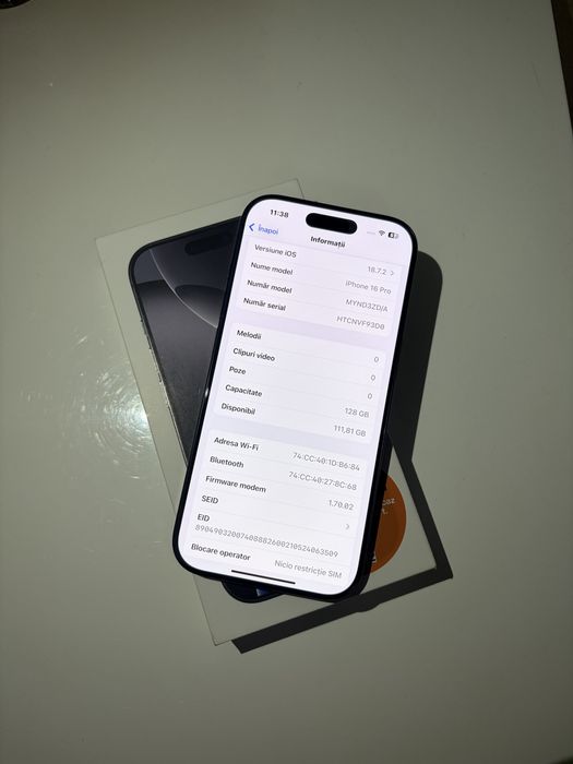 Iphone 16 Pro 5G 128 GB, Garantie,Ca Nou , iphone 17 Air