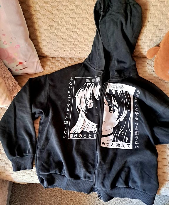 Hanorac negru fete oversized hanorac cu fermoar