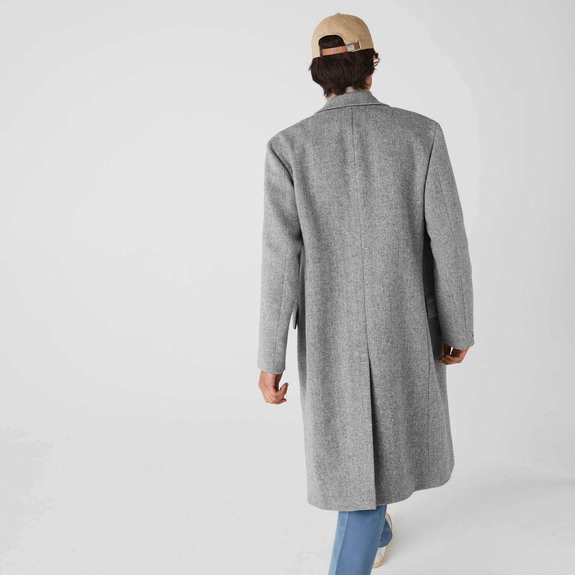 Lacoste, Palton lung din lână, Gri, M