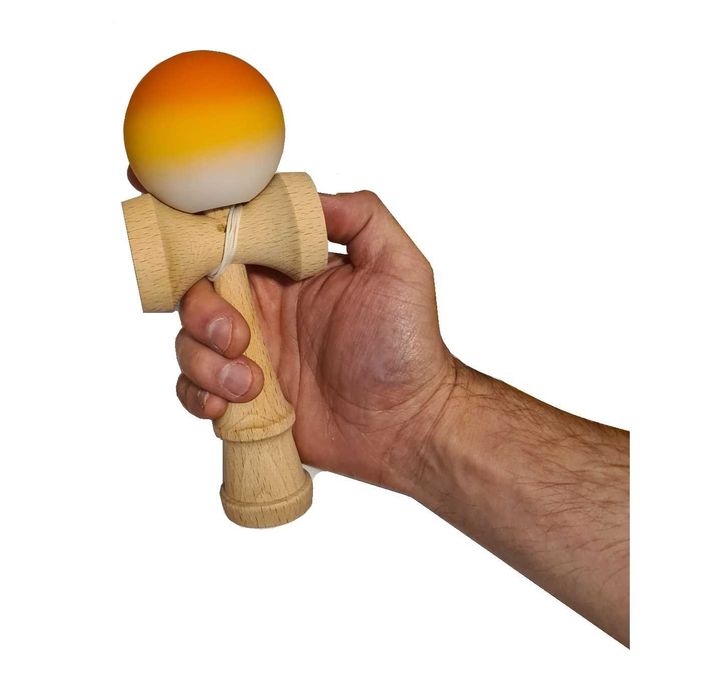 Kendama profesionala lemn fag 18 cm vopsea mata design Orange Gradient