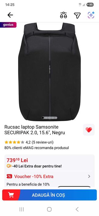 Rucsac laptop Samsonite SECURIPAK 2.0 negru 15,6
