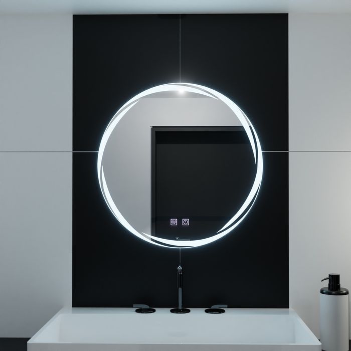 Oglinda LED Rotunda 60cm, Spirallus Touch, Sistem Dezaburire, Dimabila