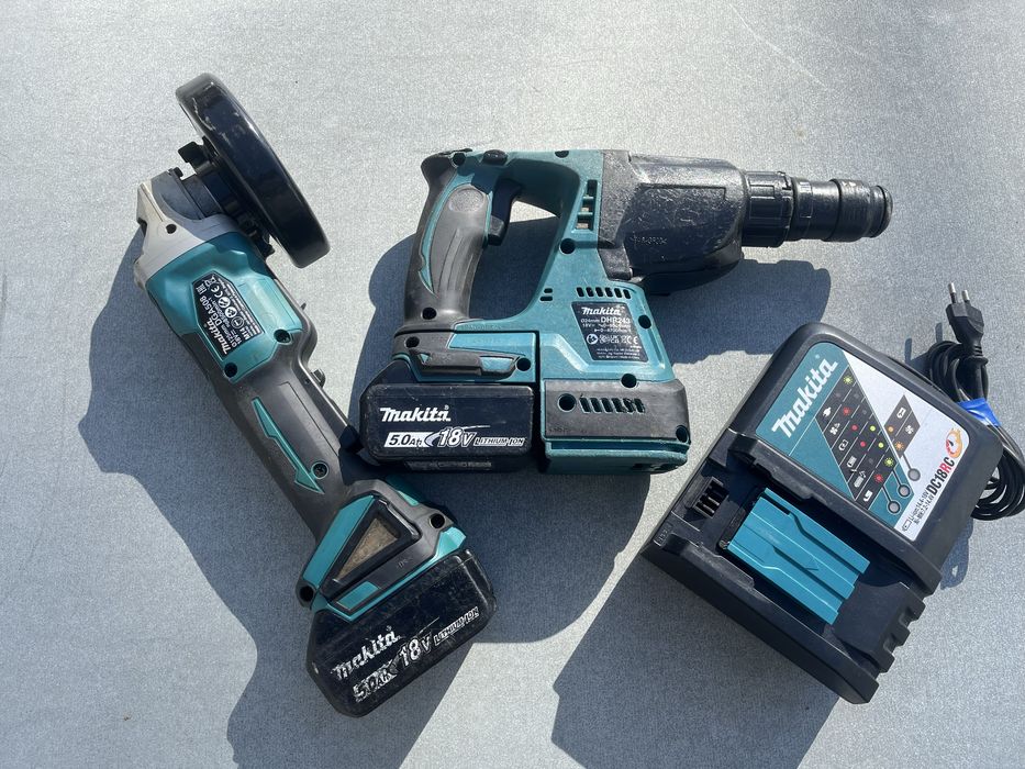 Set Makita 18V Flex DGA508 Rotopercutor DHR243 Brushless 5Ah