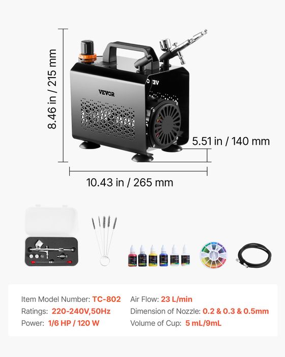 Kit Airbrush Profesional,1/6 CP,3 Duze,Pictura,Nail Art