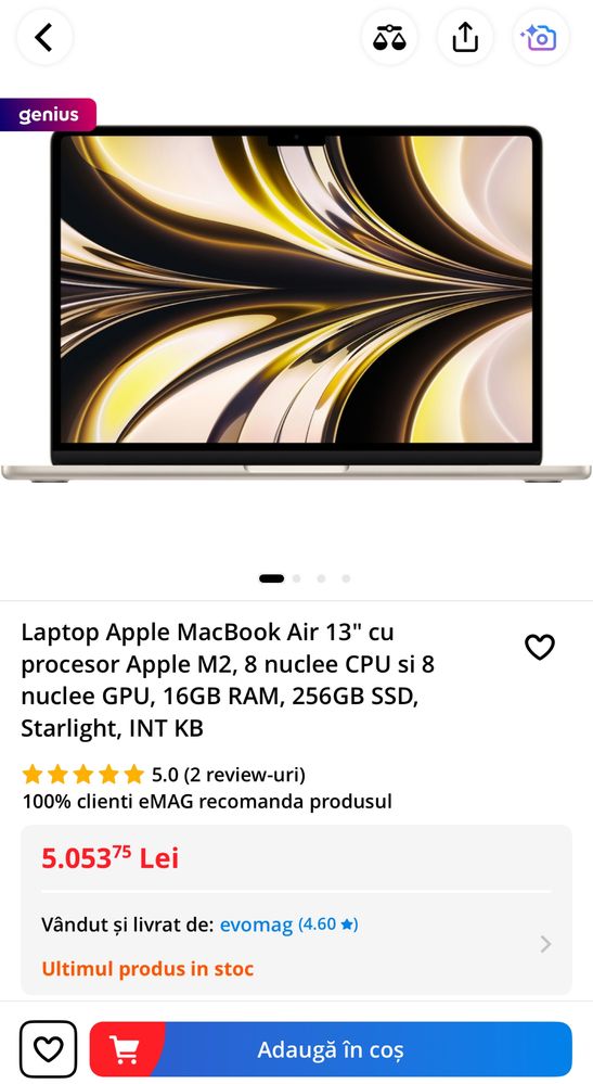 Laptop Apple Air 13 Auriu