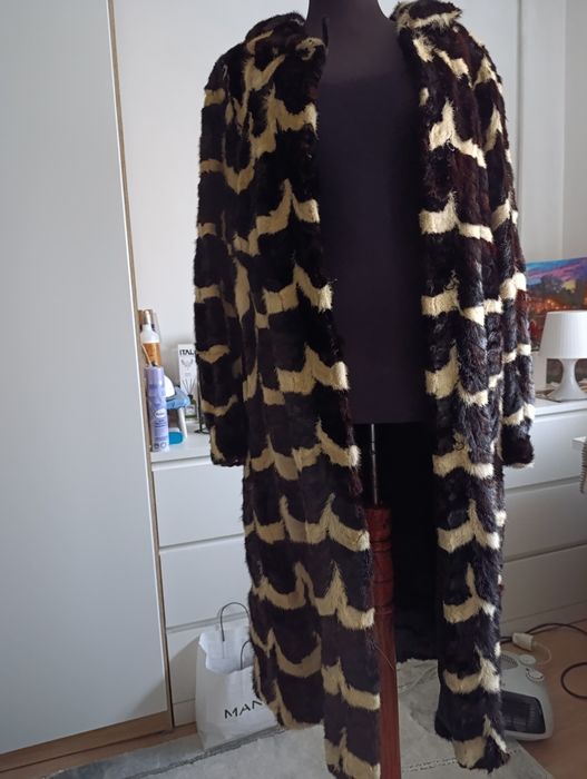 Кожено палто, норка, размер М/Л