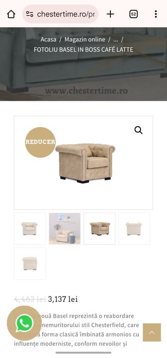 Set Chesterfield canapea si fotoliu