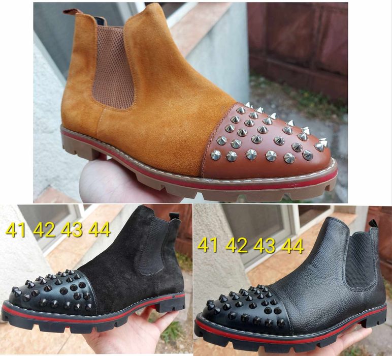 OFERTA Ghete Chelsea Louboutin din piele lucioasa/intoarsa/camel