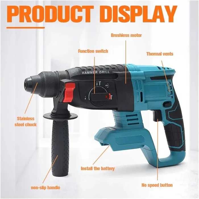 Ciocan Rotopercutor 2 Acumulatori 36V/6Ah 1000W LeihMann, 3 Moduri NOU