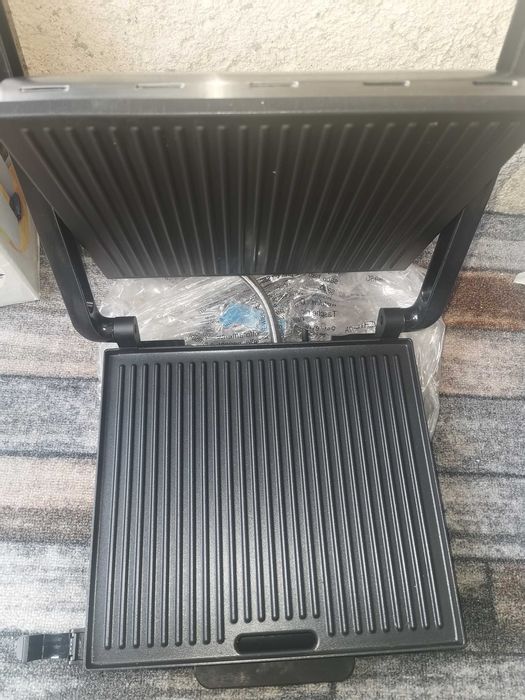 Gratar electric Tefal  Inicio Adjust, antiaderent,cu nervuri, argintiu