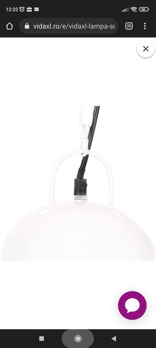Lampă suspendată industrială, 25 W, alb, 32 cm, E27, rotund