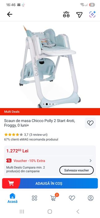 Scaun de masa chicco polly start 2