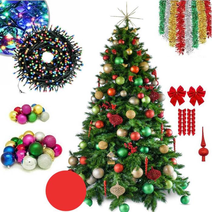 Brad de Craciun 180cm + SET Complet accesorii pentru impodobit