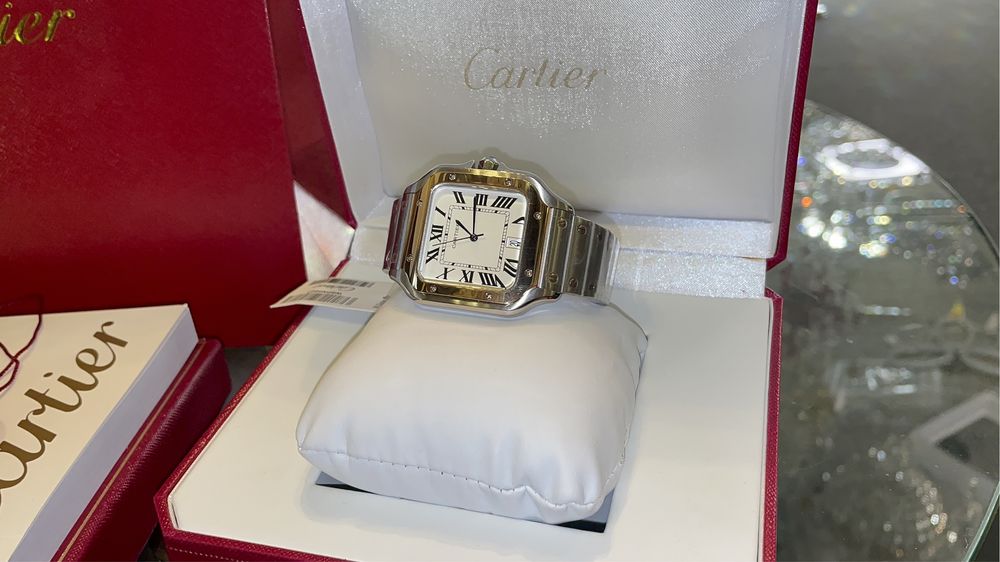 Cartier Santos Rose Silver 41 MM Date