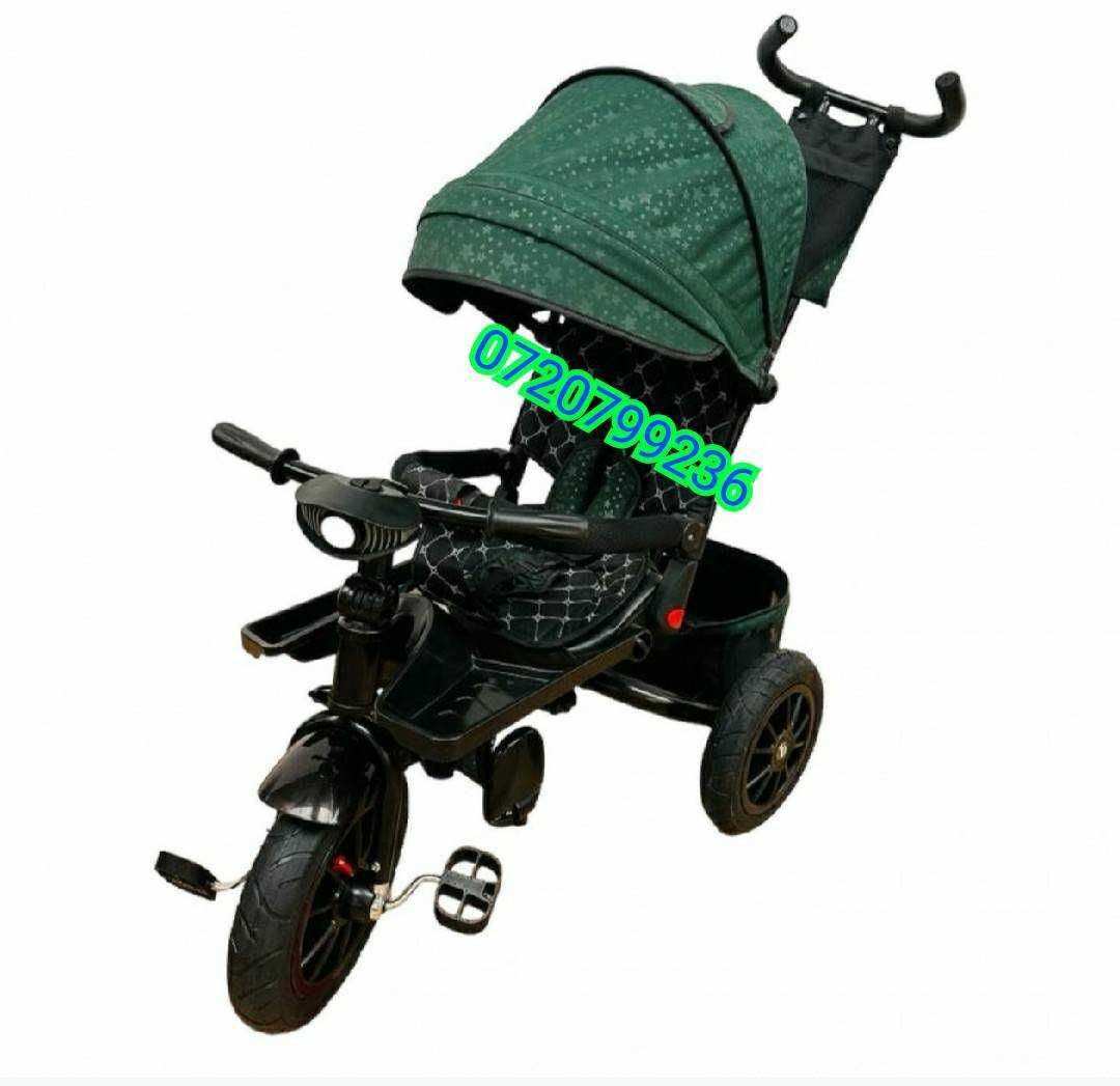 Tricicleta copii 4in1 , scaun rotativ,spatar reglabil,roti CAUCIUC