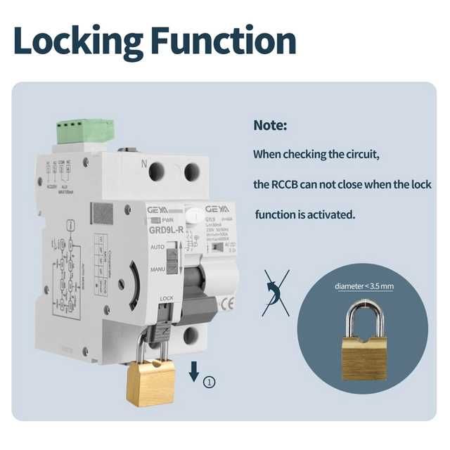 Intrerupator GEYA GRD9L-R 2P 63A 100mA cu reinchidere